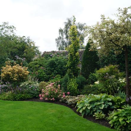 Romantische tuin met veel kleur